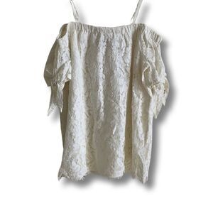 White lacy off-the-shoulder top